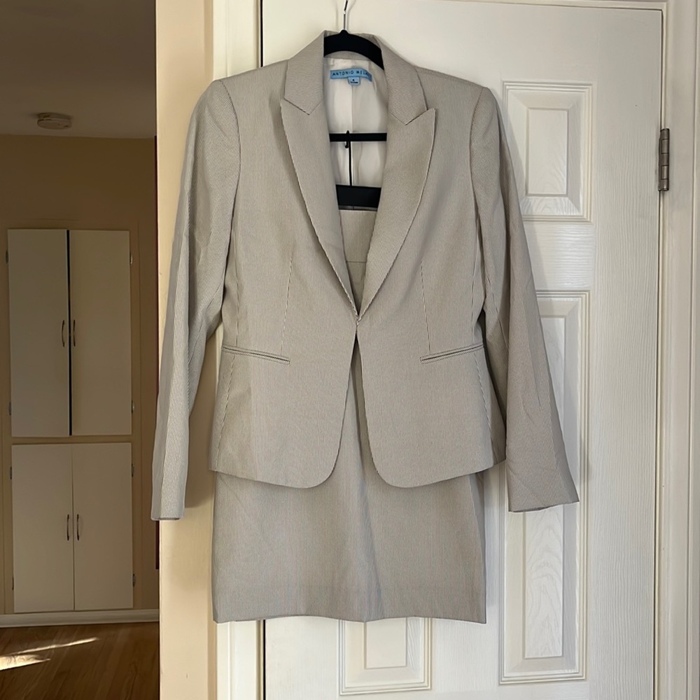 Antoni Melani Tan Pinstripe Suit Set